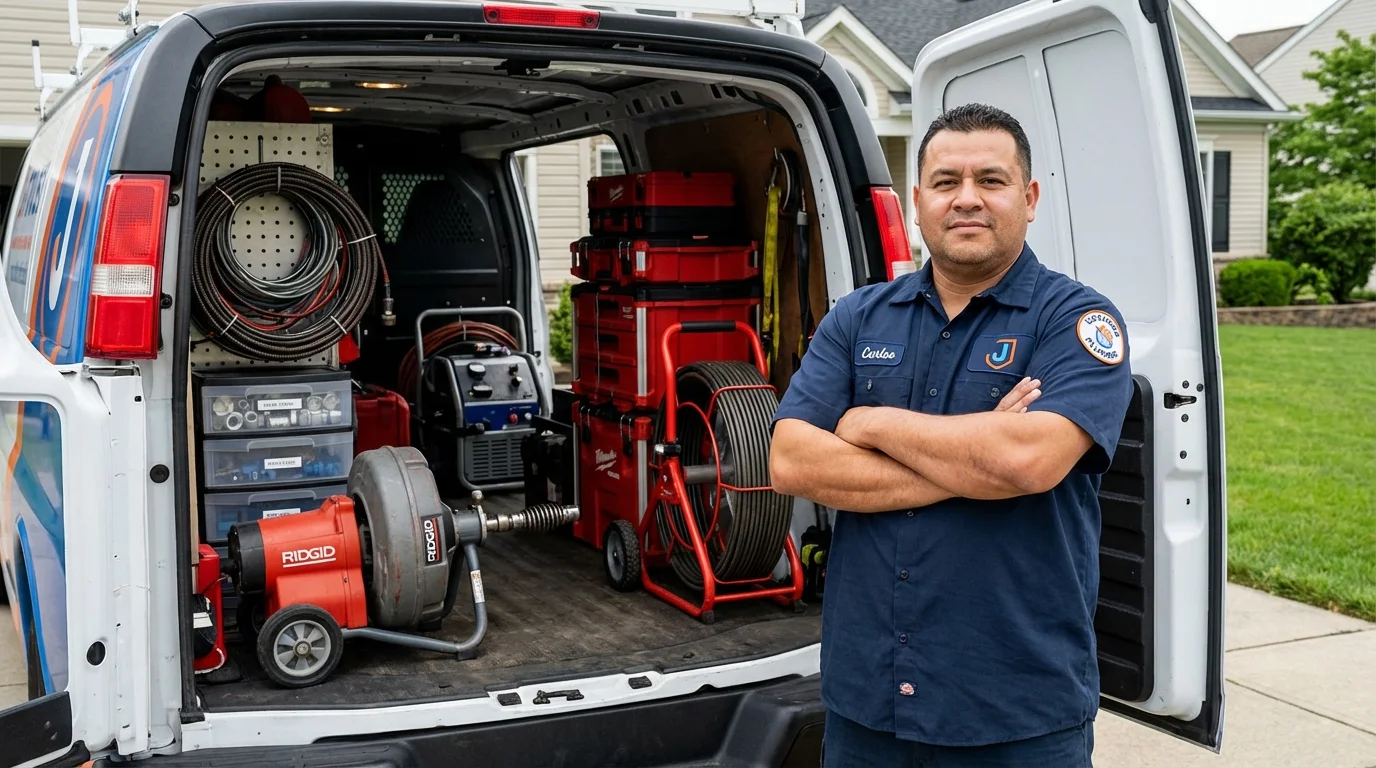 Professional drain cleaning equipment and Johns Plumbing LLC plumber in Conejos